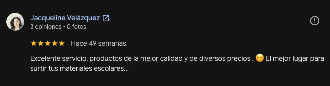Reseña de Google de Jacqueline Velázquez